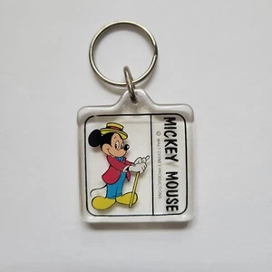 Llavero cuadrado de acrílico transparente de colección Walt Disney World Mickey Mouse Dinamarca años 80 - Imagen 1 de 4