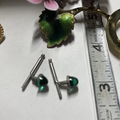 Винтажный набор серебристых запонок со стеклянным куполом бассейн света стиль стеклянный купол - Изображение 1 из 3