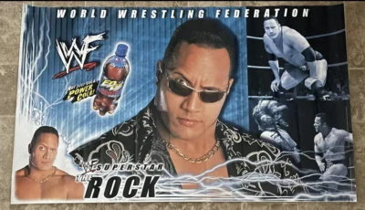 Póster OLD STOCK 2000 WWF The Rock Dwayne Johnson RC Cola Wrestling Foto 1 de 2
