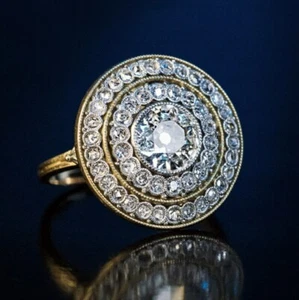 Anillos de compromiso de diamantes antiguos de la Belle Epoque de colección de patrimonio - Imagen 1 de 6