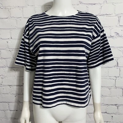 Camisa para mujer Marimekko Uniqlo M azul blanco a rayas Dolman Foto 1 de 4