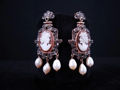 Orecchini Cammeo Conchiglia in Argento Handmade  Retail price € 290,00 - 50% OFF - Immagine 1 di 3