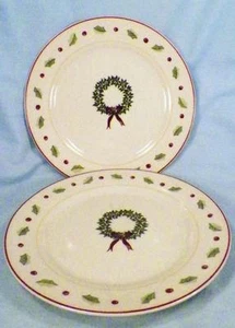 2 Merry Brite Holiday Home Salad Plates Christmas Wreath Holly China Plate - Picture 1 of 5