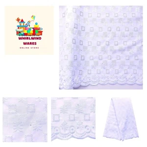 Cotton Swiss Voile Lace Fabric 5 Yards White African Dry Lace Fabric Nigerian... - Picture 1 of 5