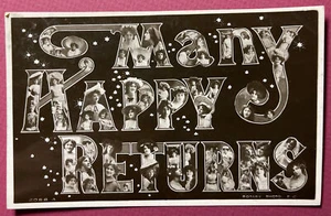 Birthday large letter RPPC 1905 Rotary Photographic Series Women Portraits Font - Picture 1 of 2