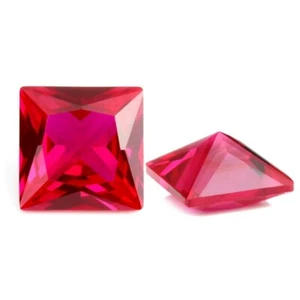 Red Ruby Gemstone Princess Cut Square Shape Handmade Gemstone AAA+ Quality - Picture 1 of 2