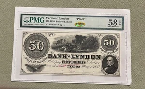 Lyndon Vermont , Bank of Lyndon, 1855, $50 Choice about Unc. PMG 58 EPQ - Picture 1 of 4