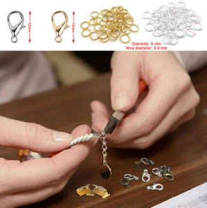 12mm Lobster Claw Clasp&Jump Ring Bracelet Necklace Jewellery Making Repair - Picture 1 of 10