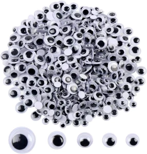 500 Pieces 6mm -12mm Black Wiggle Googly Eyes with Self-Adhesive - Picture 1 of 13