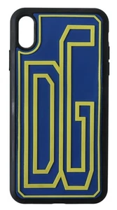 DOLCE & GABBANA Phone Case Black Blue Yellow Leather iPhone XS Max RRP $300 - Picture 1 of 5