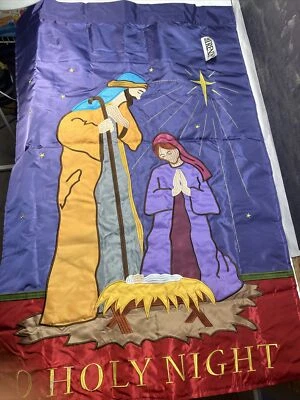 FLAG TRENDS BY CARSON Large Double Sided Flag O' Holy Night 28 x 40 Christmas - Imagem 1 de 4