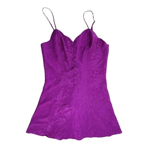 Vestido de Noche Lencería Sin Mangas Vintage Victoria’ Secret Púrpura Flora Talla M - Imagen 1 de 7