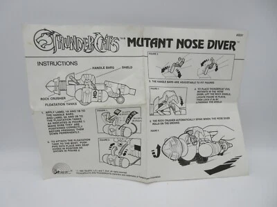 Винтажный оригинальный инструкционный лист для дайверов ThunderCats Mutant Nose [LJN, 1985] трудно найти - Изображение 1 из 2