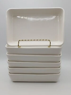 🔥 6 Pfaltzgraff ALASKA AIRLINES 1st Class White Snack Tray Serving Dish FS-807A - Image 1 of 4