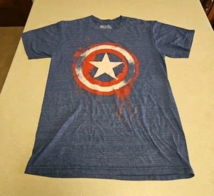 Marvel Captain America T-Shirt Herren Small Shield meliert blau Polyester - Bild 1 von 4