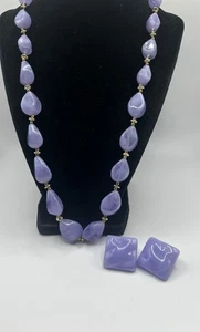 Vintage Lavender Purple Beaded Necklace And Earring Set - Picture 1 of 6