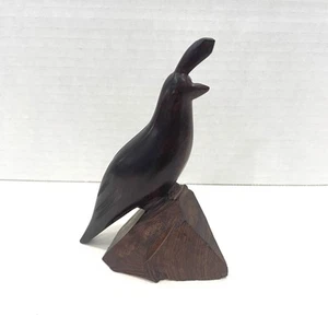 Mexikanische handgeschnitzte Eisen Holz Wachtel Vogel auf Baumstumpf Figur Skulptur - Bild 1 von 7