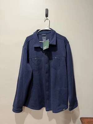 LL Bean Shacket Men XXL Blue Snap Front Fleece Lined Shirt Jacket Outdoor NWT - Image 1 of 4