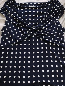 Ladies Blue/White Polka Dot 50s Style Retro Collared Top Size 16/18 VGC - Picture 1 of 3