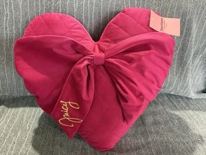 JUICY COUTURE Hot Pink Heart Bow Pillow NWT Decorative Bedroom Couch - Picture 1 of 8