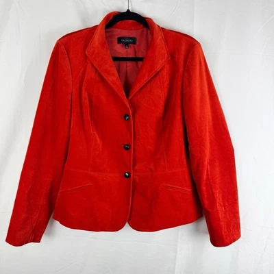 Blazer Chaqueta Terciopelo Naranja Talbots 14 Oficina Clásico Dinero Antiguo Lujo Foto 1 de 4