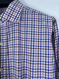 Brooks Brothers Thomas Mason Dress Shirt Mens 16.5 33 Regent Plaid Button Up US - Picture 1 of 12