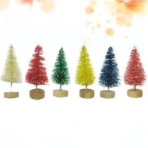  24pcs Mini Christmas Trees with Sticky Wooden Base Miniature Small Desktop - Picture 1 of 11