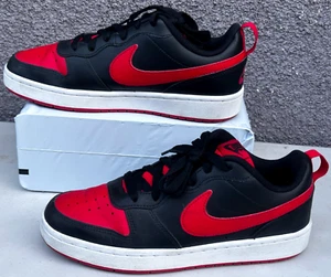 Nike Court Borough Low 2 BQ5448-007 Casual Sneakers Boys SZ: 7Y Black Red - Used - Picture 1 of 13