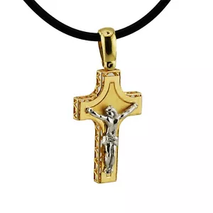 Bicolor Kreuz Gold Anhänger 750 18 Kt Gelbgold Weißgold Kruzifix Edel Wert 780,- - Bild 1 von 8