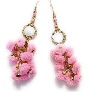 Indian Traditional Handmade Pompom Latkan Color Light Pink For Blouse 1 Pair - Picture 1 of 1