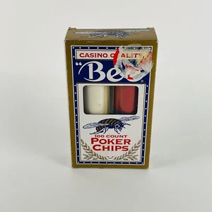 Abeja 100 fichas de póquer calidad de casino rojo blanco azul grabado nuevo en caja nunca usado - Imagen 1 de 9