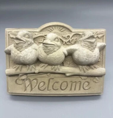 Carruth 1993 signo de bienvenida placa 3D bebé pájaros en rama trío cantor de colección leer Foto 1 de 4