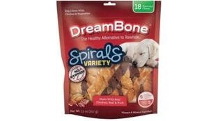 DreamBone Spirals Variety, Rawhide Free Dog Chew Sticks Made with Real Chicken - Picture 1 of 6