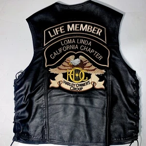 Chaleco Harley Davidson 100 % cuero genuino 4 bolsillos 6 botones delantero talla grande - Imagen 1 de 6