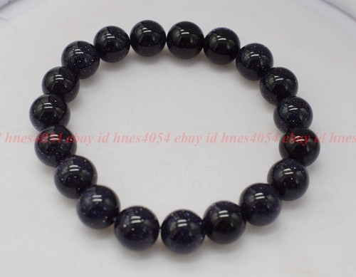 VALENTINO Bracciale Pietra Preziosa Rotonda Galassia Blu Naturale 4 6 8 10 12 14 mm 7 5 pollici