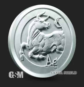 Lingotes de plata Silver Shield 2022 1 oz .999 plata fina redondo BU en cápsula - Imagen 1 de 3