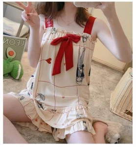 Summer Women Sleepwear Sling Pajamas Sleepwear Cute Cartoon Pajama Sets Soft - Picture 1 of 5