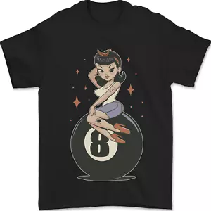 8-Ball Pinup Pool Mens T-Shirt 100% Cotton - Picture 1 of 26