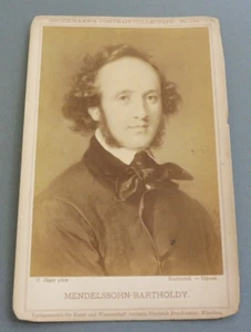 ANTIKE 1885 FELIX MENDELSSOHN SCHRANKKARTE DEUTSCHER KOMPONIST BERLIN BERÜHMT SELTEN - Bild 1 von 11