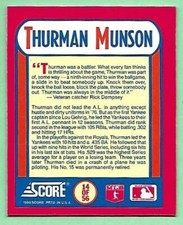 1990 Score Magic Motion Trivia Thurman Munson #14 The MVP's A.L. 1976