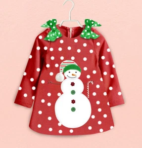 Christmas Kids Girls Long Sleeve Tutu Dress Santa Baby Toddler Party Wedding New - Picture 1 of 4