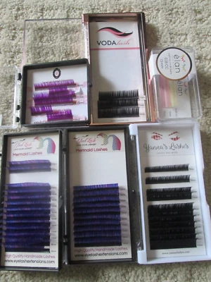 5 Full Boxes Purple, Black Pink & Yellow Lashes: Glad Lash, Yanna's, Elan All Sz - Image 1 of 3