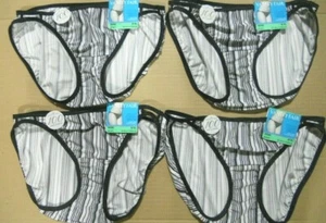 4 pairs VANITY FAIR String Bikini ILLUMINATION 18108 Panty B/W STRIPE - 7 / L - Picture 1 of 4
