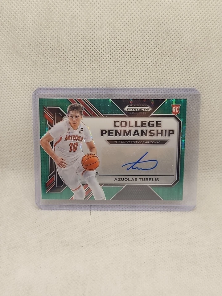 2023 Prizm DP Azuolas Tubelis Green Pulsar  24/25 RC Auto Penmanship Wildcats - Image 1 of 2