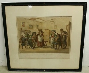 Grabado con punta a color The Village Ale House 1787 de Henry William Bunbury - Imagen 1 de 12