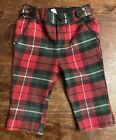 GIRLS BABY GAP PANTS Toddler size 12-18 months Christmas PLAID red green cotton