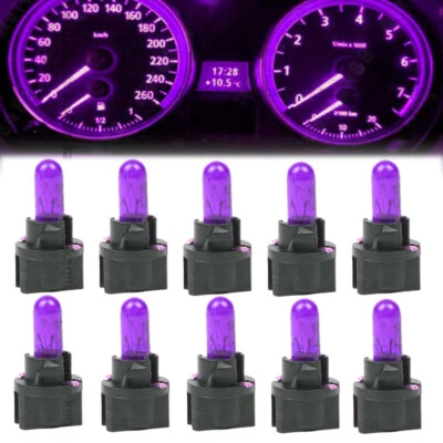 10pcs Purple T5 SMD Car LED Dashboard Instrument Interior Light Bulb Accessories - Image 1 of 4