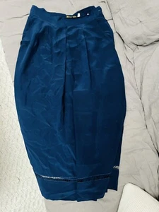 Fendi Pleated 100% Silk Skirt Midnight Navy Blue Medium US 10 Cut Out Vintage - Picture 1 of 8