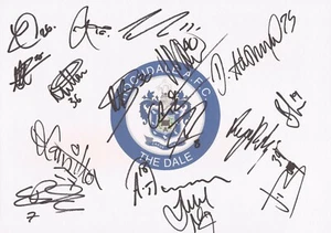 ROCHDALE A.F.C SIGNED 12x8 CRESTED CARDx17+COA *WILLIAMS*HAMILTON*ANDREW*CLOUGH* - Picture 1 of 1