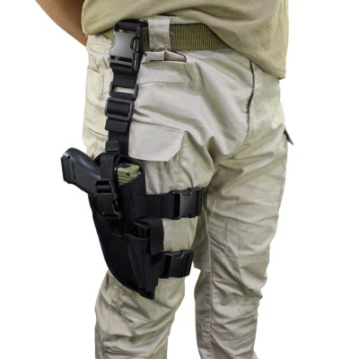 Universal Drop Leg Gun Holster Right Hand Thigh Pistol Bag Pouch with Mag Pouch - Image 1 of 4